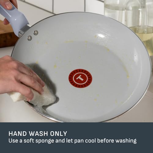 T-FAL Refresh Ceramic Cookware Set, 2-Piece Fry Pan Set, 8 Inch (20 cm) & 10 Inch (26 cm), Nonstick Ceramic Pans for Healthy Cooking, Durable Eco-Friendly Ceramic Refresh Cookware, Moon Grey. by T-Fal - Image 6