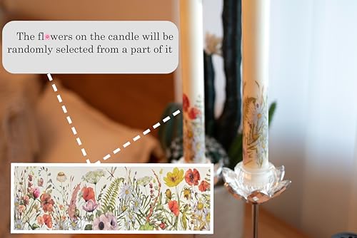 Image of Flameless Taper Candles Flickering with Remote and Timer, 3D Moving Flame Taper Candle Battery Operated to 400 Hours, 9 Inch Window Candles, (Wild Flower)