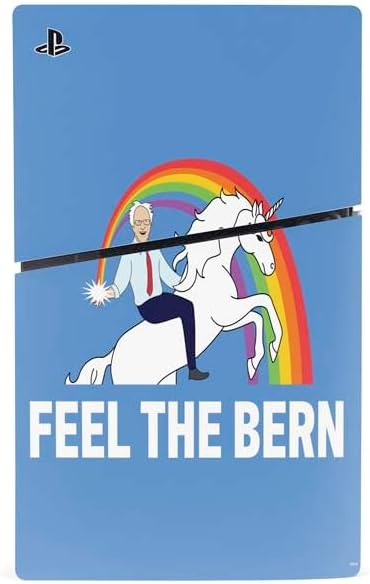 Skinit Decal Gaming Skin Compatible with PS5 Slim Digital Edition Bundle - Officially Licensed Feel The Bern Unicorn Design