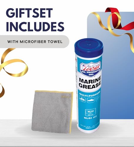 Image of Marine Grease Tube 14 oz Bundle with Microfiber Cloth - Heavy Duty Marine Grease for Trailer Wheel Bearings, Chassis Lubrication, and Outboards - Rust & Oxidation Resistant - Gift Set (9 Items)