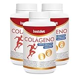 Bestdiet - Colageno con Magnesio, Vitamina C y D y Silicio en Comprimidos, Colágeno Hidrolizado para Mantenimiento de la Piel, Articular y de Cartílagos, Pack de 3 botes de 120 Comprimidos.