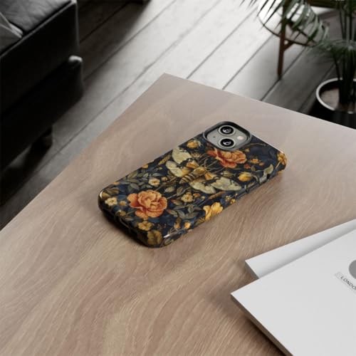 Coque rigide pour iPhone 14 brillante à motif floral doré - 4