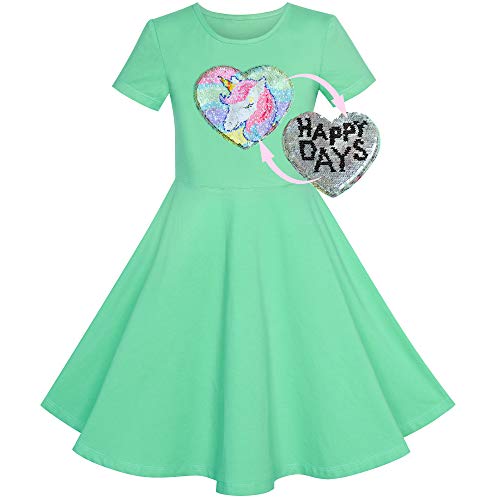 Image of Sunny Fashion Girls Dress Colorful Striped Knitted Cotton Stretch School