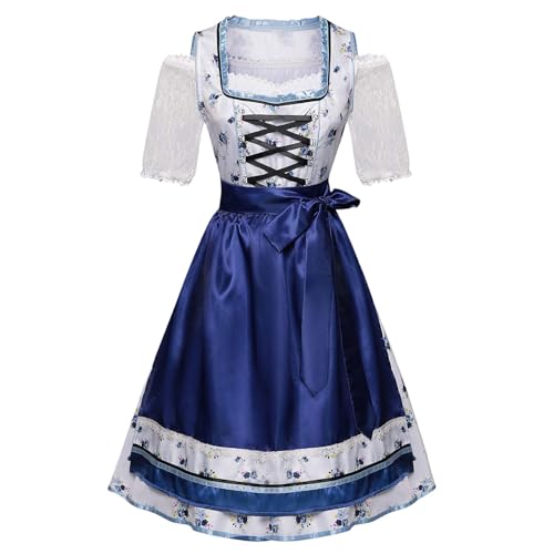 Robe traditionnelle Dirndl midi en dentelle chic pour la Fête de la Bière