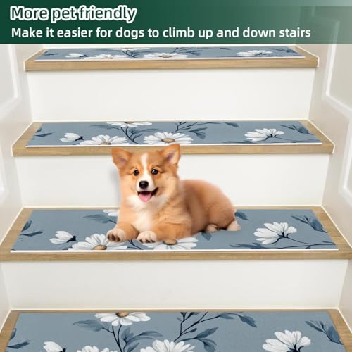 Alfombra para peldaños de madera en escaleras interiores de casas con niños y perros x15 6