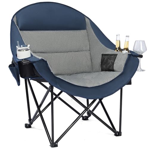 Image of Oversized Camping Chairs for Adults - Heavy Duty Padded Outdoor Camp Chair