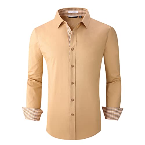 Alex Vando Mens Dress Shirts Regular Fit Long Sleeve Stretch Business Dress Shirts for Men