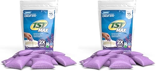 Camco TST MAX RV Toilet Treatment Drop-INs | Control Unwanted Odors and Break Down Waste and Tissue | Septic Tank Safe | Lavender Scent | 30-pack (41559)
