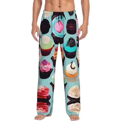 Pantalon de pyjama imprimé cupcakes à taille élastique et jambes larges