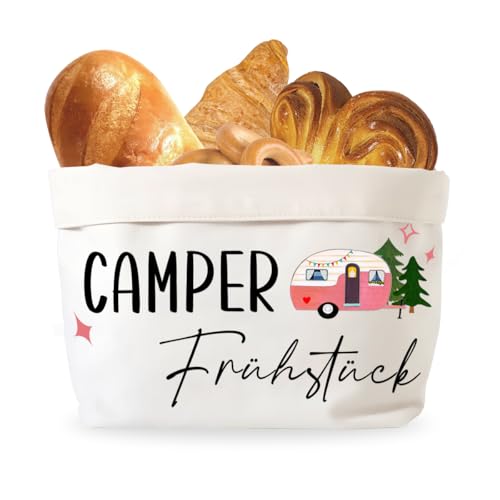 Camper Brotkorb Camper Frühstück Brotkorb aus Stoff Camping Brötchenkorb Wohnwagen Wohnmobil Deko Geschenk (1 Camper)