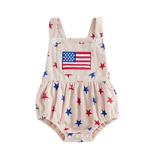 4th of July Infant Baby Girls Romper Independence Day Outfit Newborn 3 6 12 18 Months Girl Jumpsuit Overall (4th of july Pink 0-3 Months)