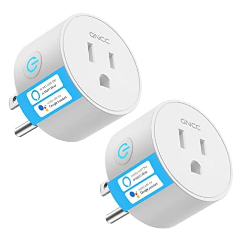 GNCC Smart Plug,Smart Home Wi-Fi Outlet Compatible with Alexa Google Assistant for Voice Control, Remote Control, Timer, Mini Smart Outlet WiFi Socket, No Hub Required, Only WiFi 2.4G (2-Pack) White Cover