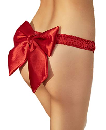 YeeHoo Women's Sexy Lingerie Red Featuring Satin Bow Bodice Temptation Uniform(Size: One Size)