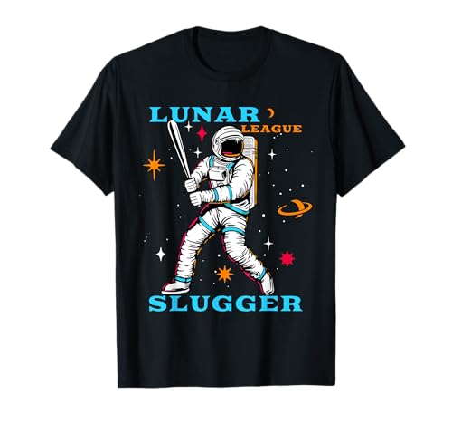 Baseball Space Astronaut | Funny Lunar League Slugger T-Shirt