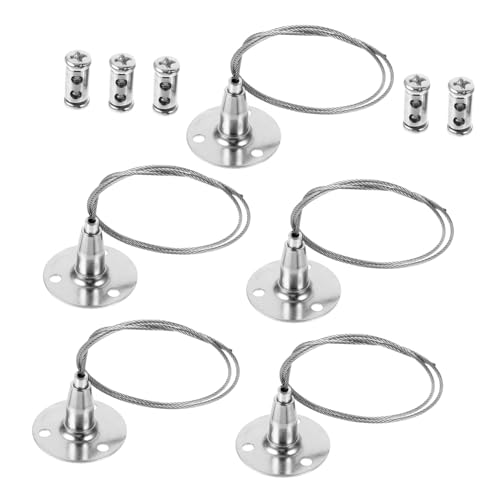Image of 5pcs Wire Rope Hook Hanger for Secure Hanging of Curtains and Signs Design - Easy Wall Ceiling Installation
