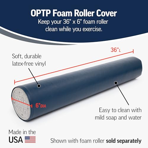 OPTP Foam Roller Cover - Made from Soft, Durable Latex-Free Vinyl - Easily Slides onto 36\" x 6\" Foam Rollers - Blue
