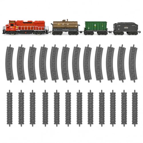 Image of Freight Train Set for Kids with Track - 20 Piece Electric Train Toy with 3 Cargo Wagons Sound Light Effects Battery Operated Classic Locomotive Toy Train