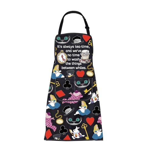 BNQL Alice Tablier inspiré d'Alice It's Always Tea Time Wonderland Cadeau de conte de fées Tablier de cuisine Alice