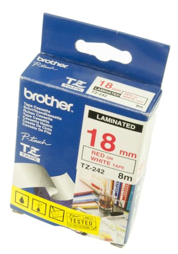 Brother TZe-242 - Standard adhesive - red on white - Roll (1.8 cm x 8 m) 1 cassette(s) laminated tape - for Brother PT-D600, P-Touch PT-1880, D450, D800, E550, E800, P900, P950, P-Touch EDGE PT-P750