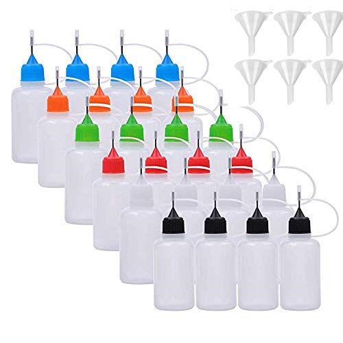 30 ml Präzisionsspitzen-Applikator, Flasche Quilling DIY Handwerk Nadelspitze Squeeze Flasche Kleber Flasche Applikator (24 Stück mit 6 Trichtern) Cover