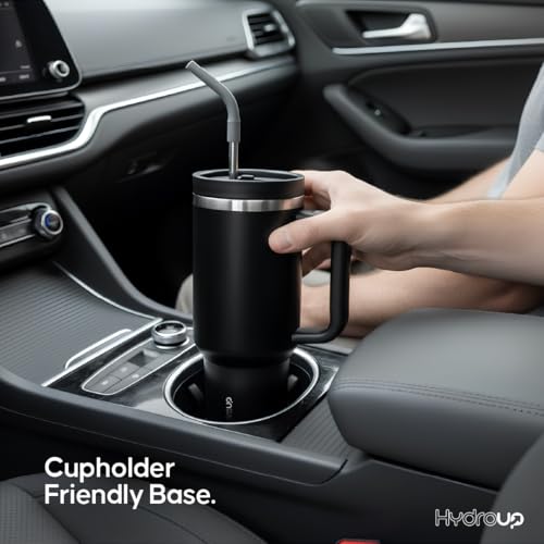 HYDROUP Vaso Térmico de Viaje 40 onzas con Asa, Tapa Deslizante Bidireccional, Pajilla de Acero Inoxidable con Punta de Silicona, Botella Aislada al Vacío para Bebidas Calientes y Frías miniatura 2