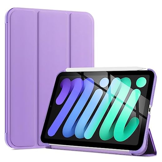ProCase Fodral Skal till iPad Mini 6:e Generationen 8,3 tum 2021, Trippelfaldigt Vikbart Fodral Skyddande Skal Ultratunn Lätt Stativ Skal Smart Cover Case -Lila