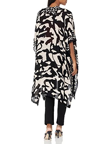 Angie womens Angie Women\'s Printed Kimono Transitional Jacket, Black-tan, One Size US - Thumbnail 2