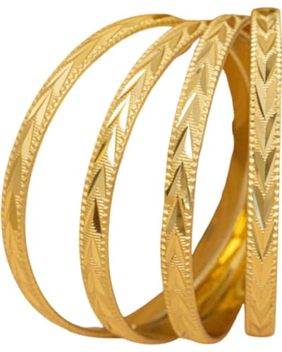 Image of Zeraki Jewels Gold Plated Designer Pranjal Bangle. (Set of 4)