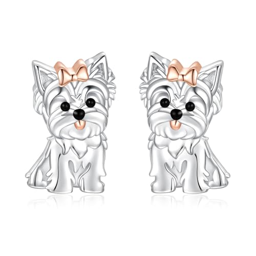 Dog Stud Earrings 925 Sterling Silver-Cute Puppy Earrings for Women-Hypoallergenic Dog Jewelry Gifts for Young Ones