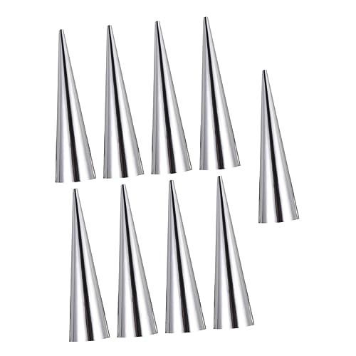 PRETYZOOM 9pc Stainless Steel Bread Baking Molds Loaf Pans for Baking Bread Conical Shaped Croissant Mould