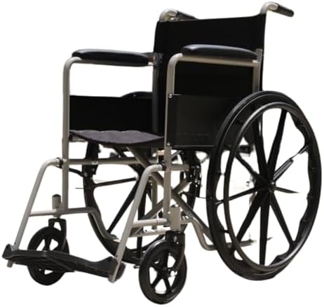 Cadeira de Rodas Dobrável Pneu antifuro Aço Carbono 46 cm Suporta...