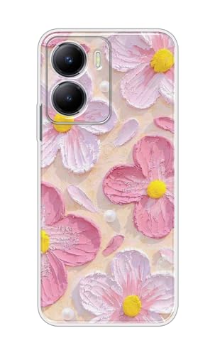Image of COBERTA Silicone Printed Back Cover for Vivo Y56 5G Back Cover Case - Pastel Pink Flowers Floral for Girls Stylish Design D16689