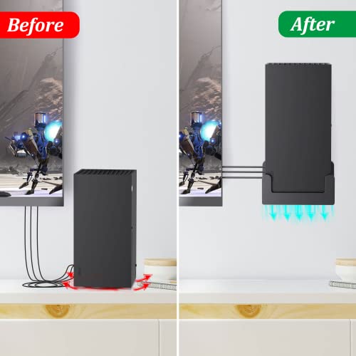 PlusAcc Xbox Series X muurbeugel – snelle warmteafvoerhouders, bespaar ruimte op je bureau en houd je speelruimte georganiseerd (apparaat niet inbegrepen). - Afbeelding 4