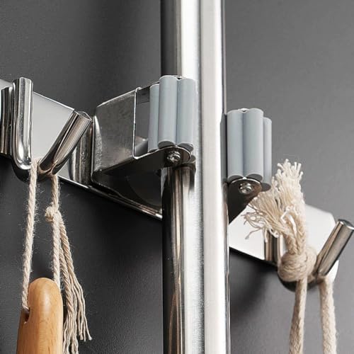 Suporte Vassoura Organizador de Ambiente Suporte Parede Multiuso Inox - Grande