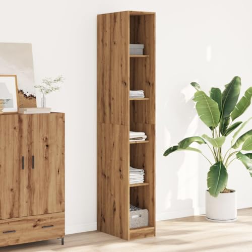 Homgoday Armario multiusos moderno con 5 compartimentos para dormitorio, roble Artisan, 30 x 50 x 200 cm, material de madera