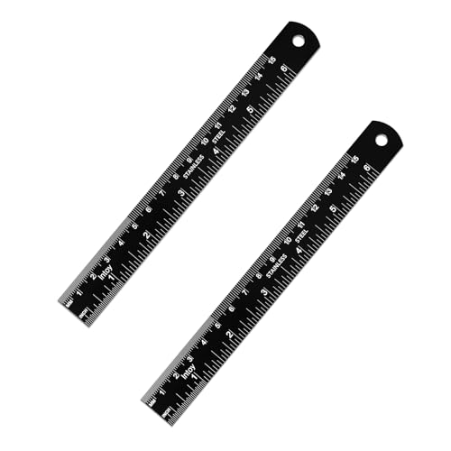 Zotemo Metal Ruler 6 Inch 2 Pack - Double Scale mm/inch Laser Etched - Small Stainless Steel Ruler with Zero-Start Edge Easy to Read Straightedge for Journaling Machinist School Office