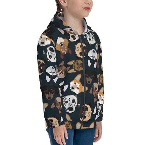Dogs Kid Hoodies Boys Zip Up Sweatshirts Girls Pullover with Pocket4