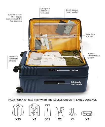 Image of MOKOBARA Access Trunk Luggage Expandable Trolley Bag-77cm(105L expands Upto 115L),Polycarbonate Hardshell,Flat-Top Opening,TSA Lock,8 Silent Wheels,for 15+ Day Trip,Blue &Yellow(Ocean Sunray)