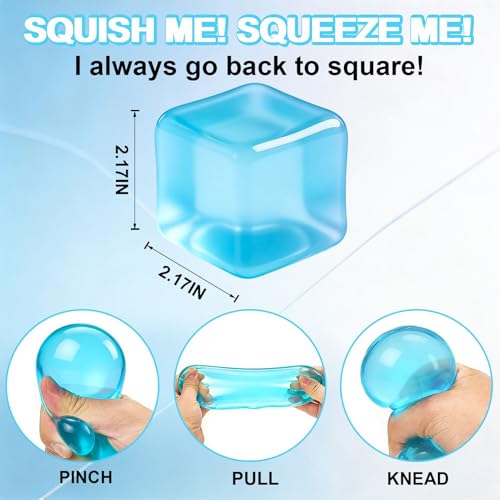 Image of Cube Squishy Stress Relief Toys, Clear Sensory Fidget Toys for Anxiety & ADHD, Soft Slow Rising Squeeze Toys for Desk Office, Cool Gadgets Gifts for Teens and Adults