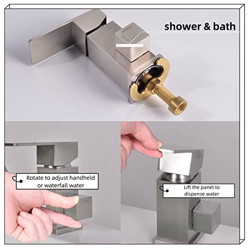Beiyi Roman Tub Faucet Bathtub Faucet With Handheld Sprayer 3 Hole Deck Mount Bathtub Faucets Set, Brushed Nickel #TOP5