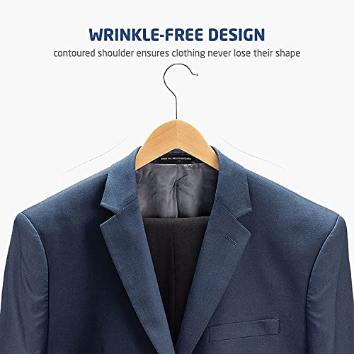 Image of WHISKET Solid Wood Hangers,Premium Wood Hangers with 360-Degree Rotatable Hook and Notches, Coats, Suits, Jackets, Closet [Pack of 4]