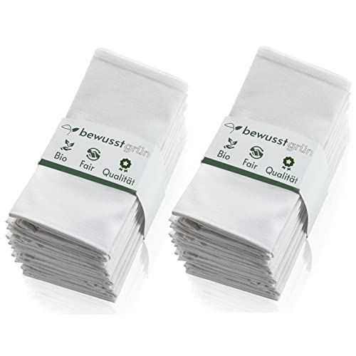 BewusstGrün - 12 serviettes en tissu durables blanches I 45 x 45 cm I 100 % coton biologique Cover