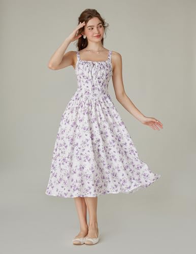 Image of Scarlet Darkness Women's Floral Midi Dress Corset Sundresses 2026 Summer Spring Vacation Milkmaid Dresses