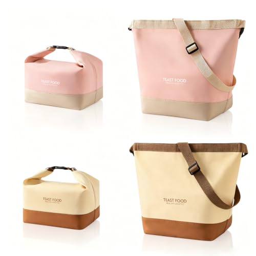 Mulaibdin 2 bolsas térmicas para el almuerzo para mujer, aisladas, pequeñas y plegables, a prueba de fugas, para adultos, mini bolsa térmica para el desayuno, para escuela, trabajo, viajes, pícnic