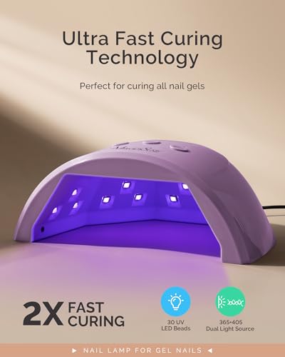 Image of MelodySusie Compact Advanced UV LED Nail Lamp, P-Plus30F Nail Dryer with 3 Timers & Smart Sensor Cures All Gels, Especially Rhinestone Glue, Solid & Liner Gel Polishes for Advanced DIY at Home-Purple