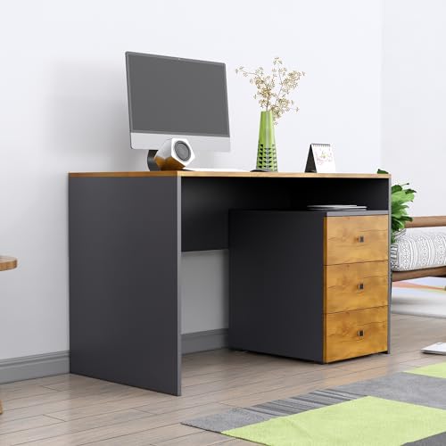 Image of Bniture Wooden Study Table for Home with Bottom Storage | Engineered Wood Study Table with Book Shelf | Multi Purpose Computer Desk for Writing | Laptop Table for Office & Home | Slate Grey
