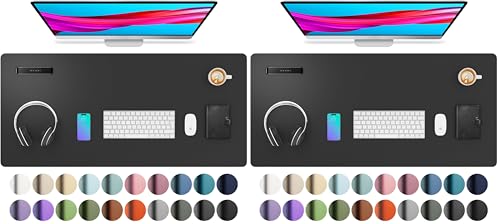 Grand tapis de souris Aothia sous-main bureau cuir PU noir antidéparant imperméable lot de 2