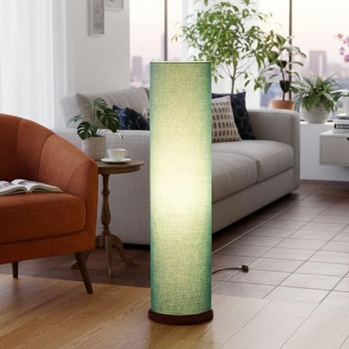 Image of Cylinder Shape Wooden Base, Corner Decorative Floor lamp, Bedroom, Living Room, Home Decor, Pack of 1 (Teal)