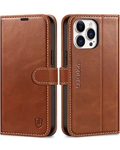 Shieldon Genuine Leather Iphone 14 Pro Max Case, 6.7" 2022, Wallet, Kickstand, Rfid Blocking, 5G - Retro Brown #TOP11