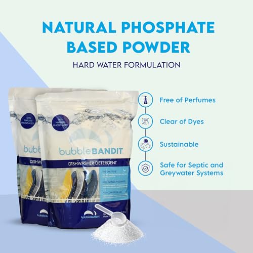 Bubble Bandit Dishwasher Powder Detergent with Phosphate(Pack of 2). The Best Dishwasher Detergent for Spotless Dishes in Hard Water! ALL-IN-ONE (Soak, Wash & Rinse),(7.5 lbs.) - Thumbnail 2